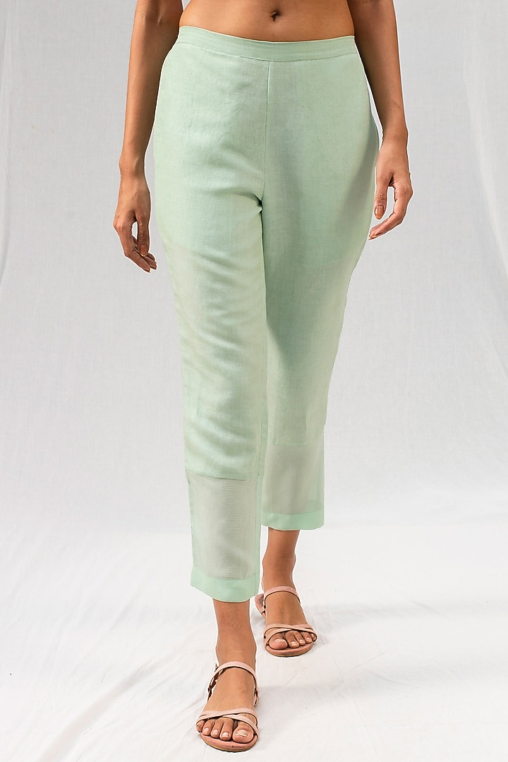 Aqua Blue Linen Pants by Originate at Pernia's Pop Up Shop