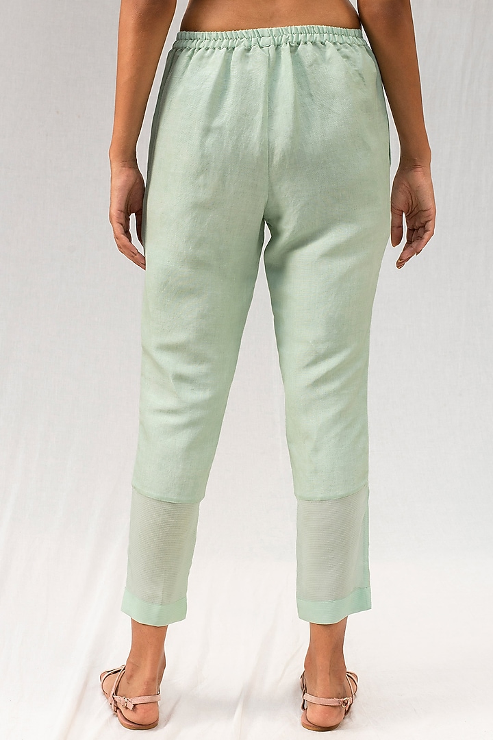Aqua Blue Linen Pants by Originate at Pernia's Pop Up Shop