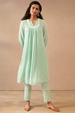 Aqua Blue Organic Tunic Dress by Originate