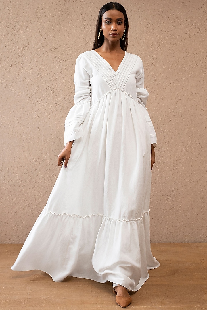 White Organic Tiered Dress by Originate