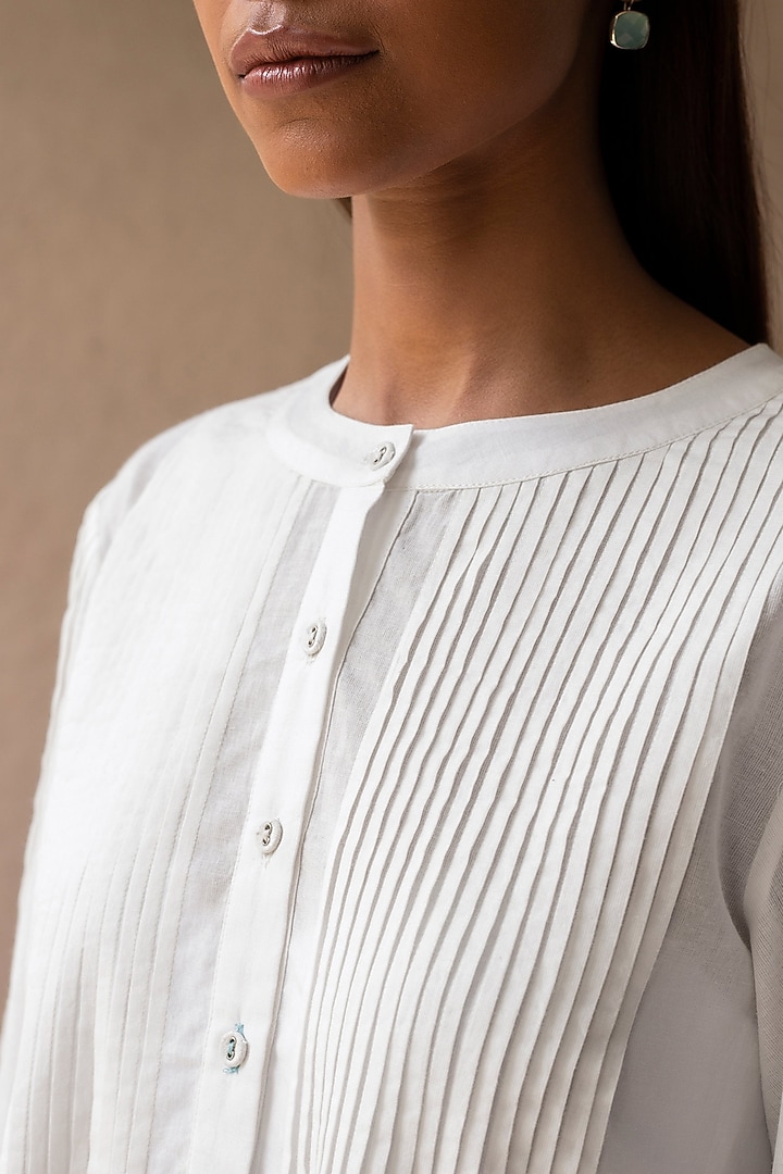 White Cotton Flared Tunic by Originate at Pernia's Pop Up Shop