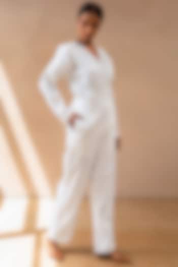 White Cotton Jumpsuit by Originate at Pernia's Pop Up Shop