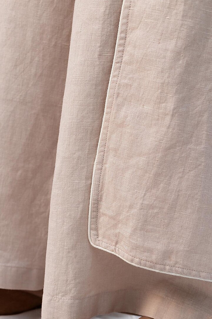 Beige Blended Linen Pants by Originate at Pernia's Pop Up Shop