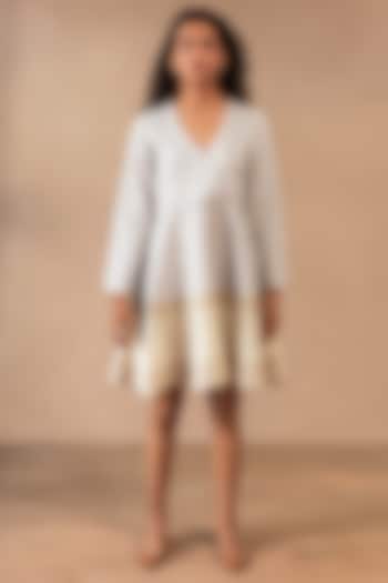 Beige & Grey Blended Linen Summer Dress by Originate at Pernia's Pop Up Shop