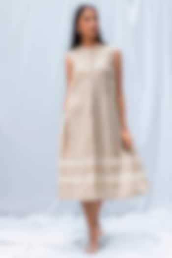 Beige Blended Linen Dress by Originate