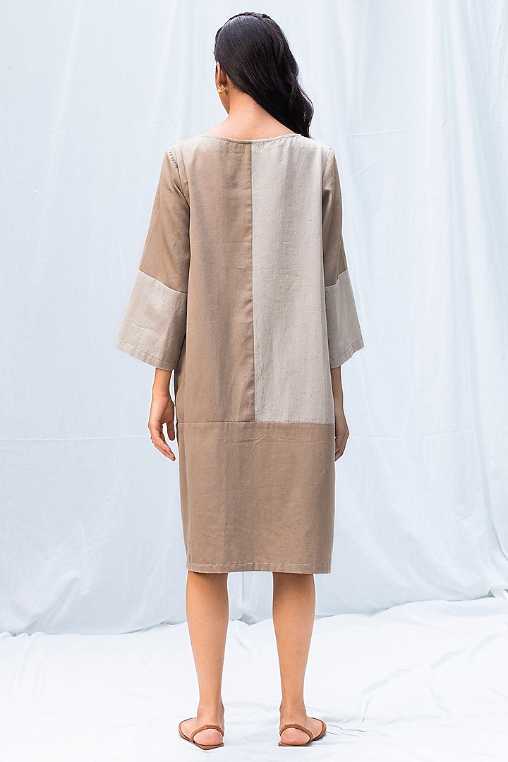 Beige Blended Linen Summer Dress by Originate at Pernia's Pop Up Shop