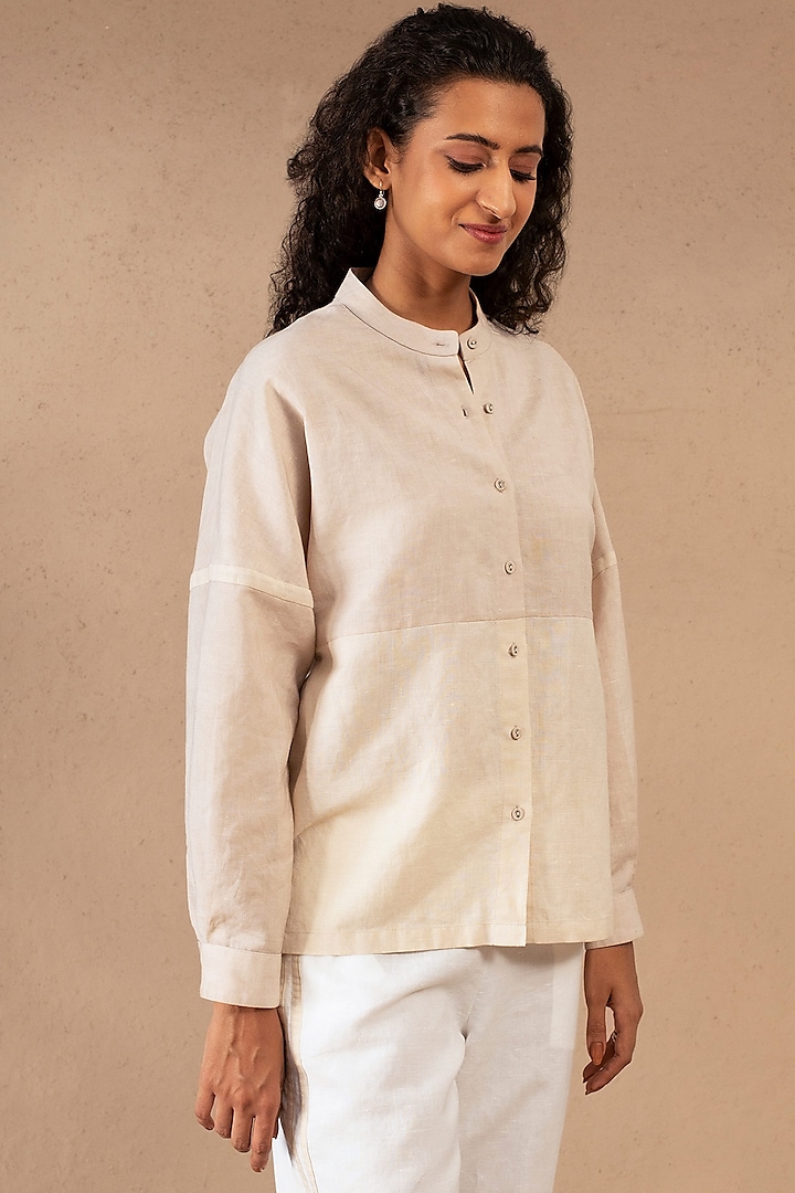 Beige Blended Linen Shirt by Originate