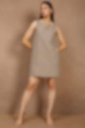 Moss Grey Cotton Linen Mini Dress by Originate