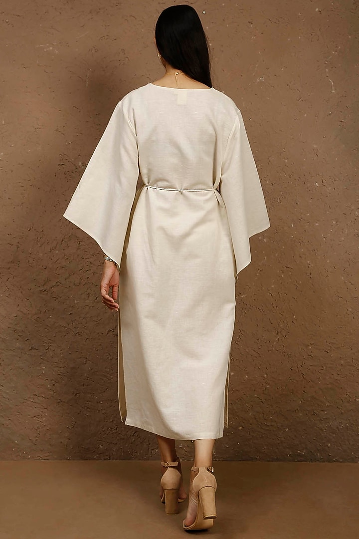 Ivory Cotton Linen Kaftan With Belt by Originate at Pernia's Pop Up Shop