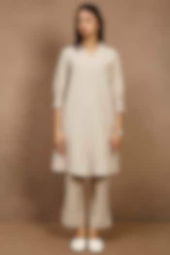 Beige Grey Cotton Linen Tunic by Originate at Pernia's Pop Up Shop