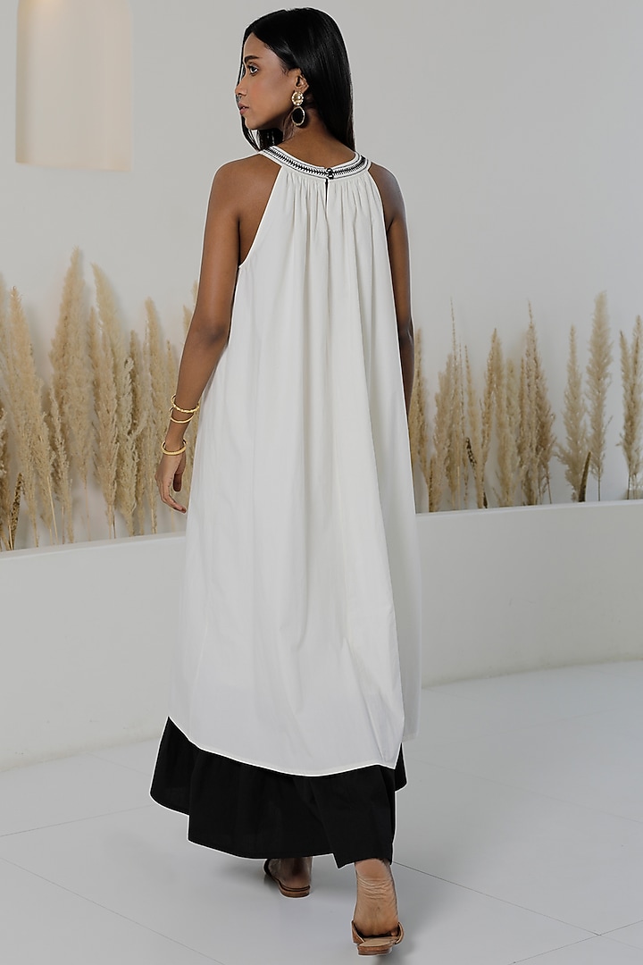 Ivory & Black Cotton Poplin Layered Maxi Summer Dress by Originate at Pernia's Pop Up Shop