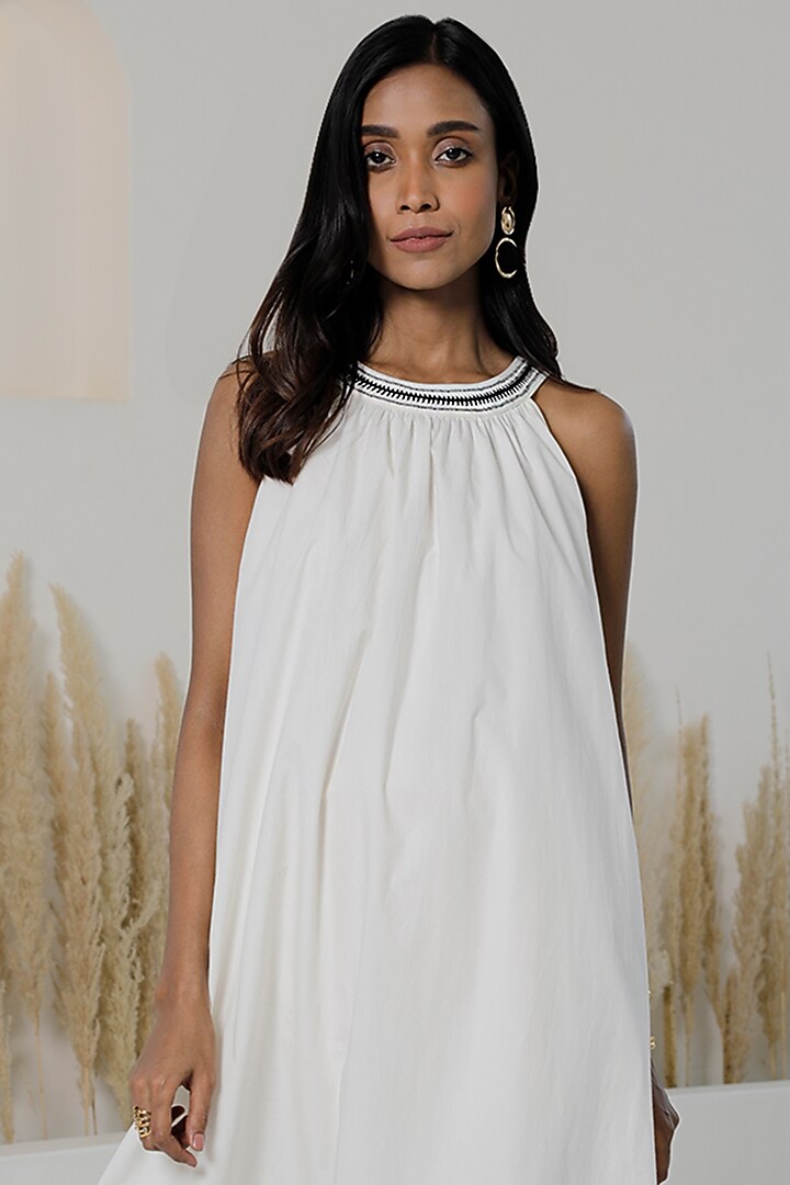 Ivory & Black Cotton Poplin Layered Maxi Summer Dress by Originate at Pernia's Pop Up Shop