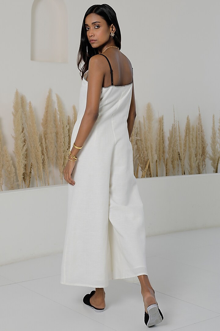 Ivory Cotton Linen Jumpsuit by Originate at Pernia's Pop Up Shop