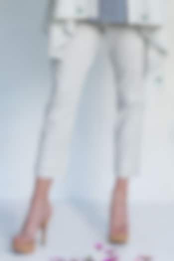 White & Blue Khadi Cotton Pants by Originate at Pernia's Pop Up Shop