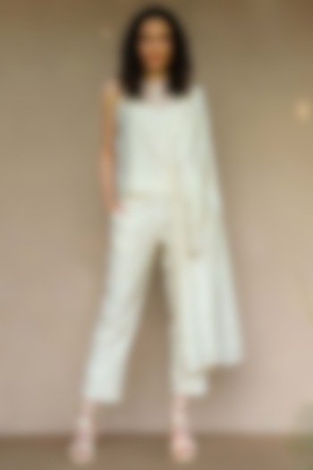 Ivory Embroidered Pants by Originate at Pernia's Pop Up Shop