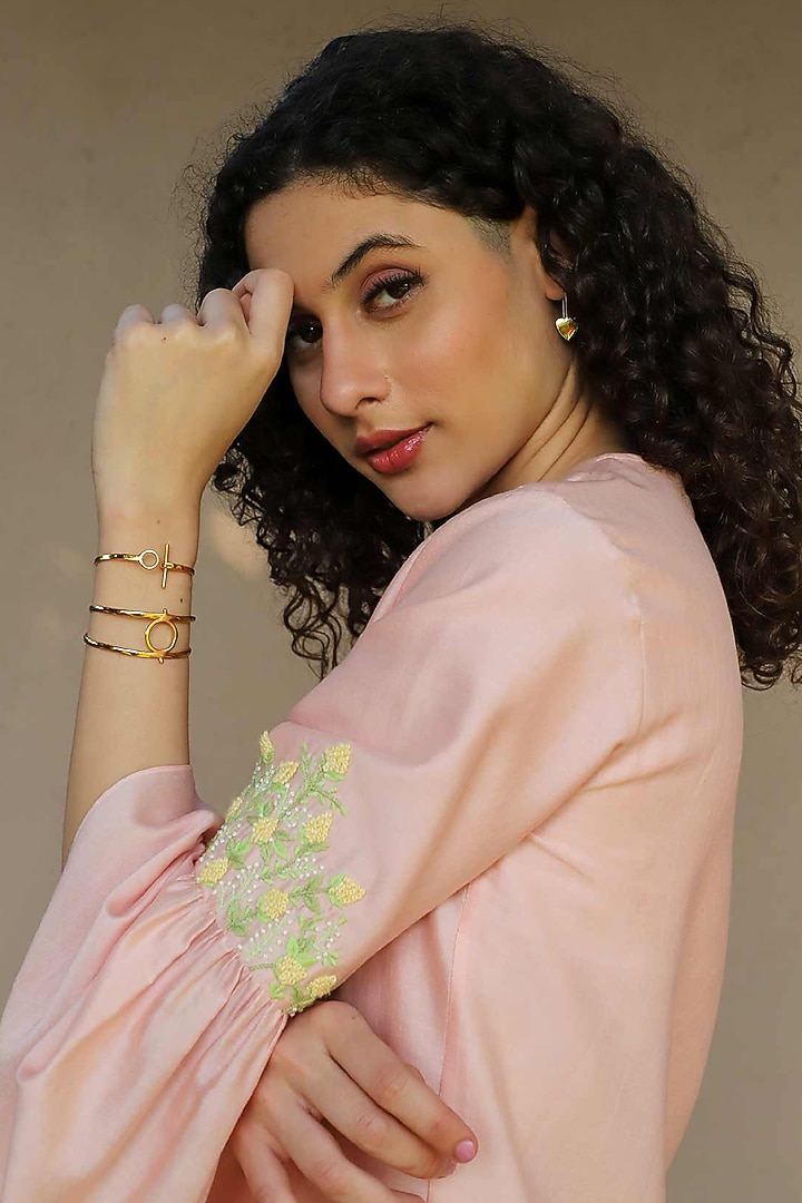 Pink Embroidered Ruffled Summer Dress by Originate at Pernia's Pop Up Shop