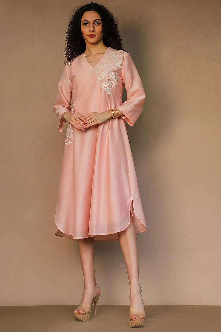 Pink Dress With Embroidery by Originate