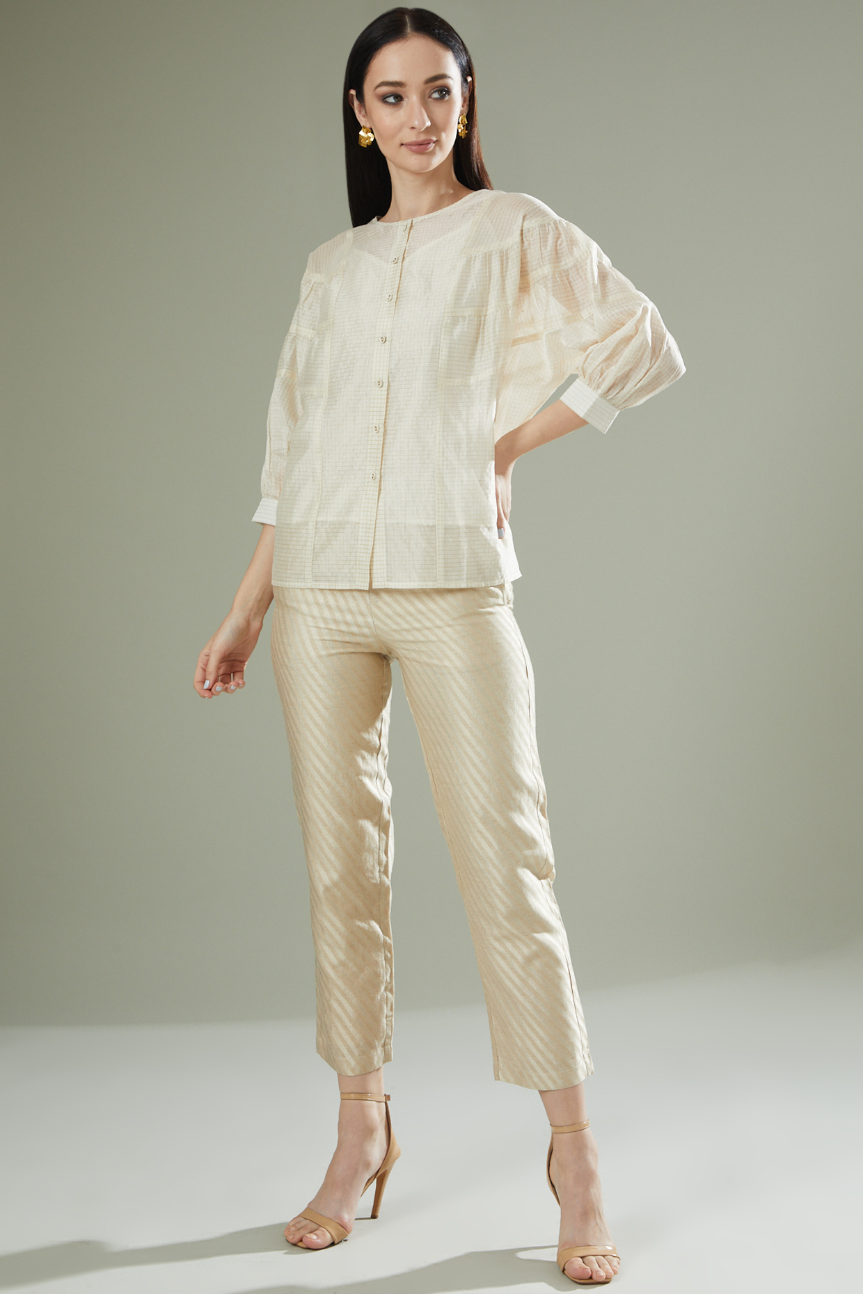 Ivory Satin Silk Top by Originate