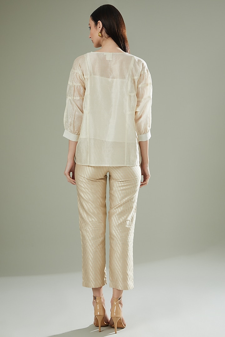 Ivory Satin Silk Top by Originate at Pernia's Pop Up Shop