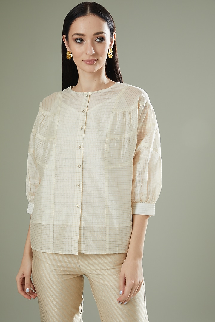 Ivory Satin Silk Top by Originate at Pernia's Pop Up Shop