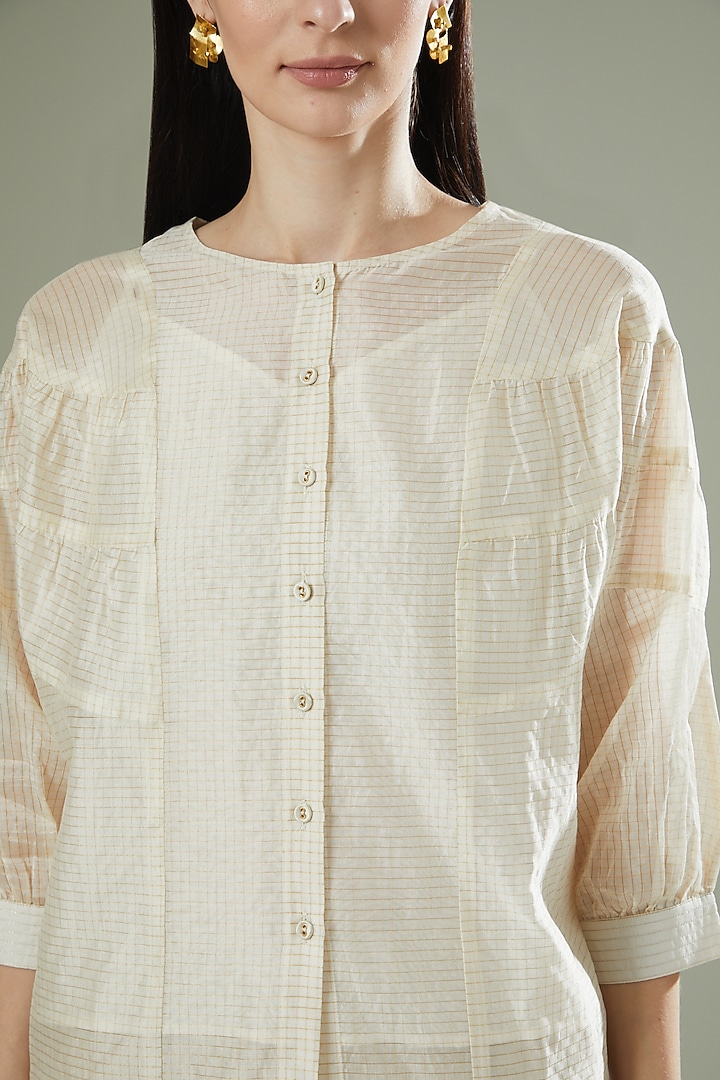 Ivory Satin Silk Top by Originate at Pernia's Pop Up Shop