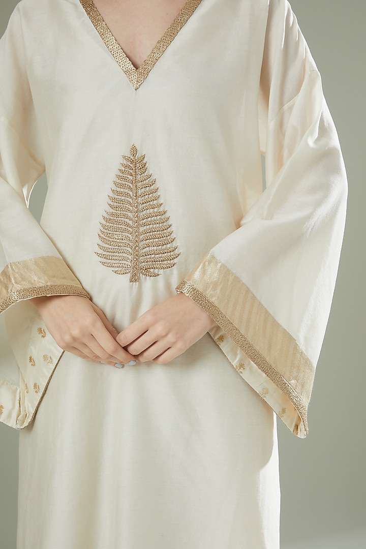 Ivory Chanderi Silk Kaftan by Originate at Pernia's Pop Up Shop