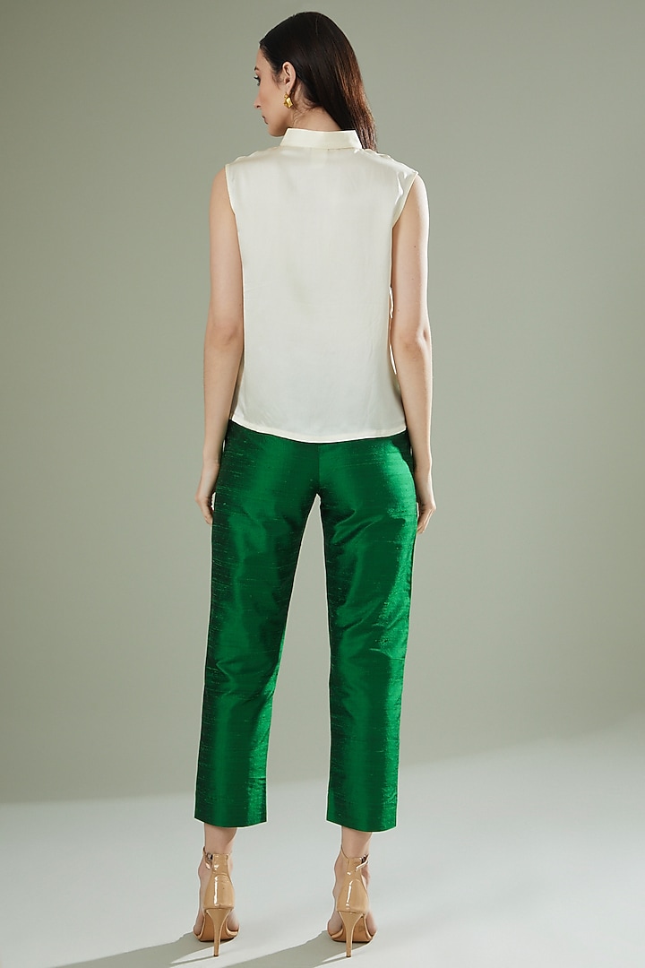 Ivory Satin Silk Top by Originate at Pernia's Pop Up Shop