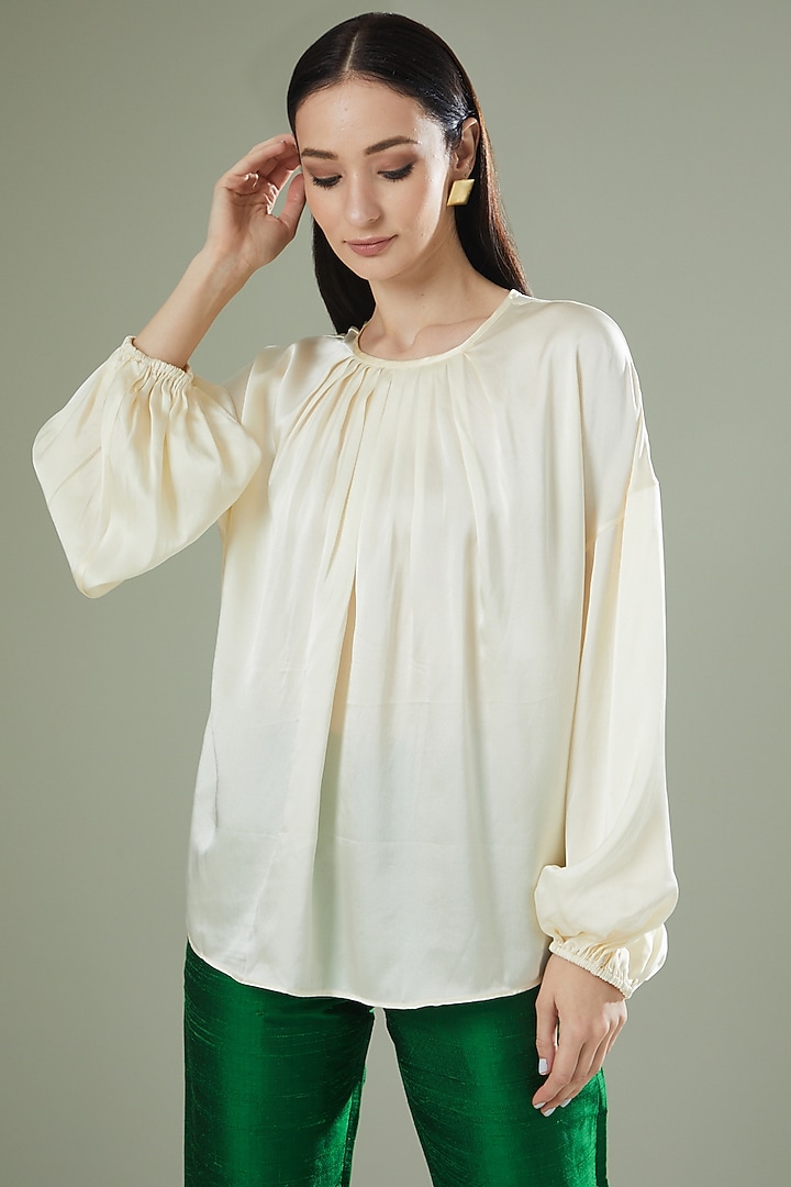 Ivory Silk Glided Top by Originate at Pernia's Pop Up Shop