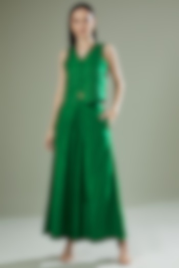 Emerald Green Silk Waist Coat by Originate