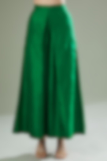 Emerald Green Silk Flared Pant by Originate