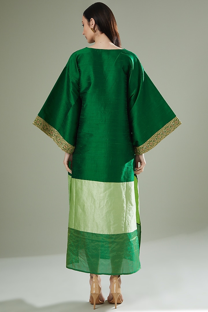Emerald Raw Silk Kaftan by Originate at Pernia's Pop Up Shop