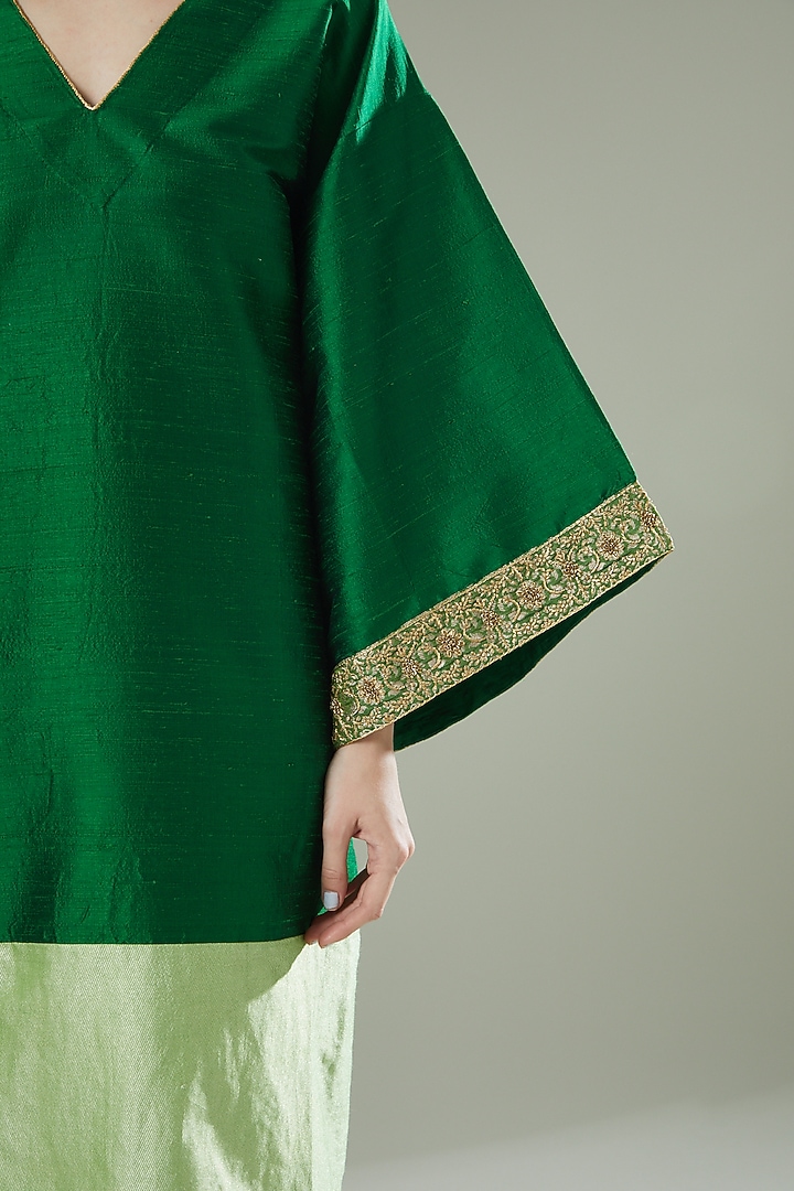 Emerald Raw Silk Kaftan by Originate at Pernia's Pop Up Shop