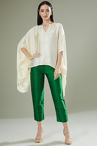 Ivory Satin Silk Kaftan Top by Originate