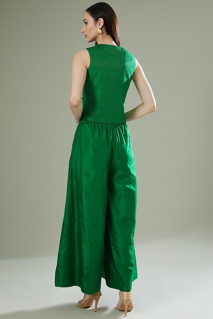 Emerald Green Silk Waistcoat by Originate at Pernia's Pop Up Shop