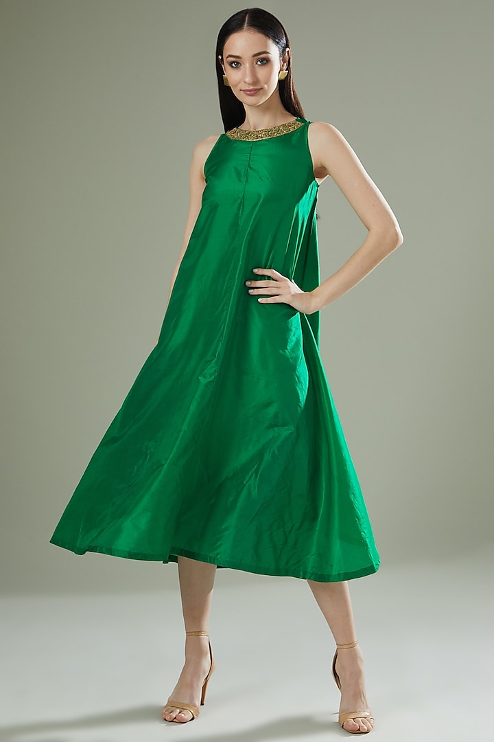 Emerald Green Silk Tunic by Originate