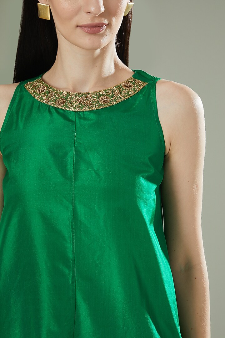 Emerald Green Silk Tunic by Originate at Pernia's Pop Up Shop 2026