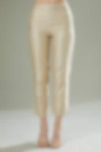 Beige Silk Brocade Pants by Originate at Pernia's Pop Up Shop