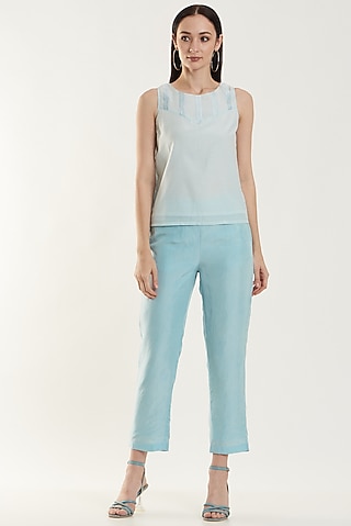 Sky Blue Cotton Silk Cami Top by Originate
