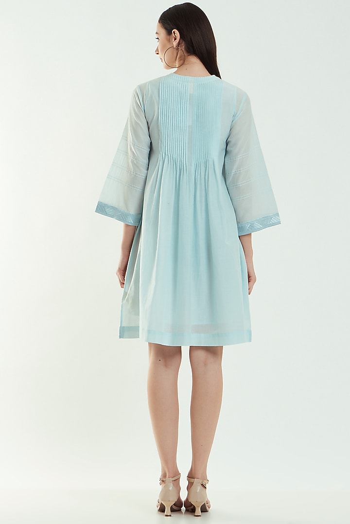 Sky Blue Cotton Silk Summer Dress by Originate at Pernia's Pop Up Shop