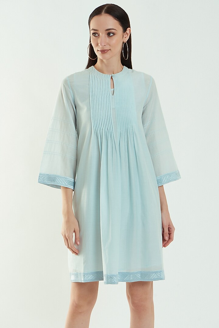 Sky Blue Cotton Silk Summer Dress by Originate at Pernia's Pop Up Shop