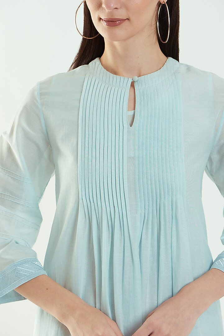 Sky Blue Cotton Silk Summer Dress by Originate at Pernia's Pop Up Shop