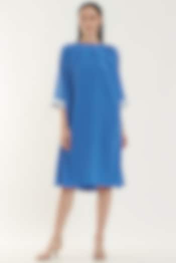 Blue Silk Crepe Vacation Dress by Originate at Pernia's Pop Up Shop