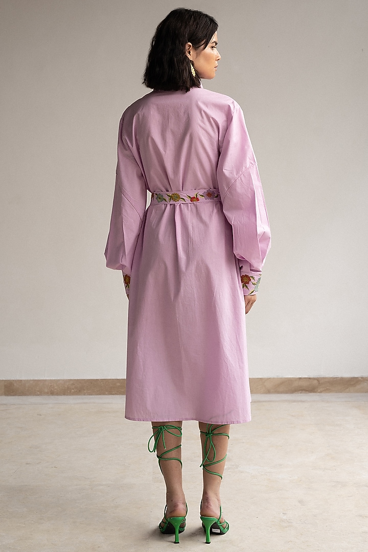 Lilac Cotton Floral Embroidered Knee-length Summer Dress by ORIGANI at Pernia's Pop Up Shop