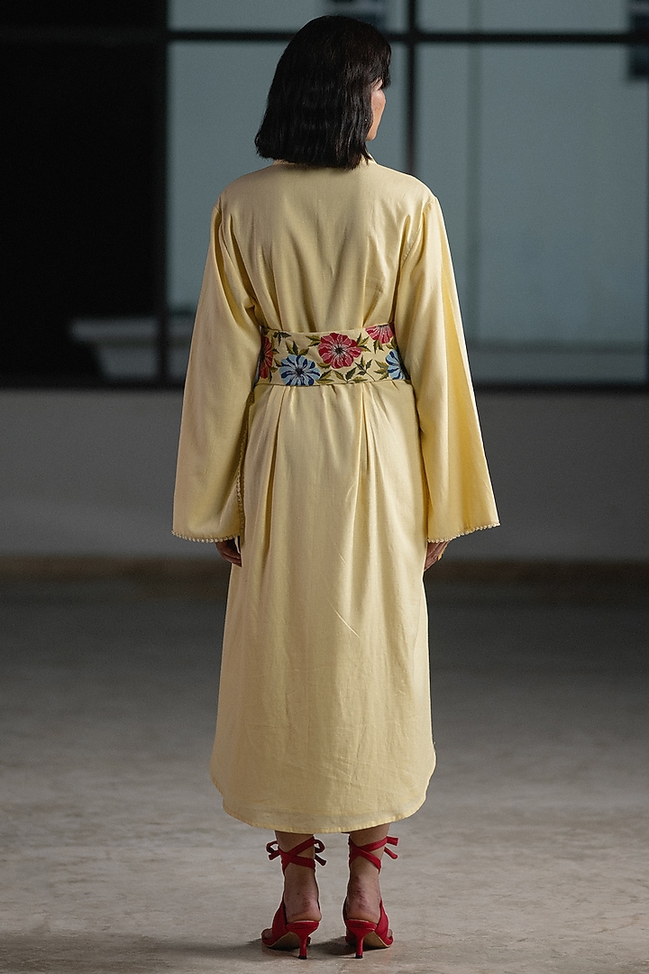 Yellow Cotton Linen High-Low Knee Length Summer Dress by ORIGANI at Pernia's Pop Up Shop