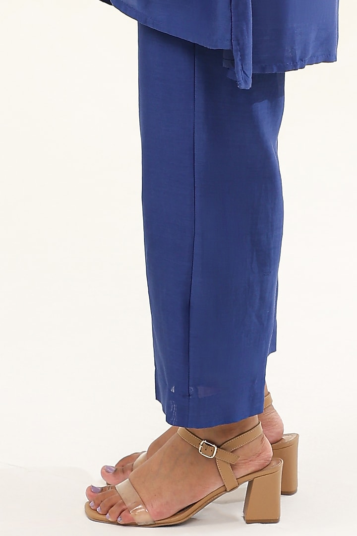 Blue Chanderi Silk Applique Work Co-Ord Set by ORIGANI at Pernia's Pop Up Shop