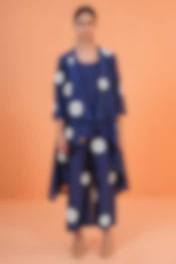 Blue Chanderi Silk Embroidered Co-Ord Set by ORIGANI at Pernia's Pop Up Shop