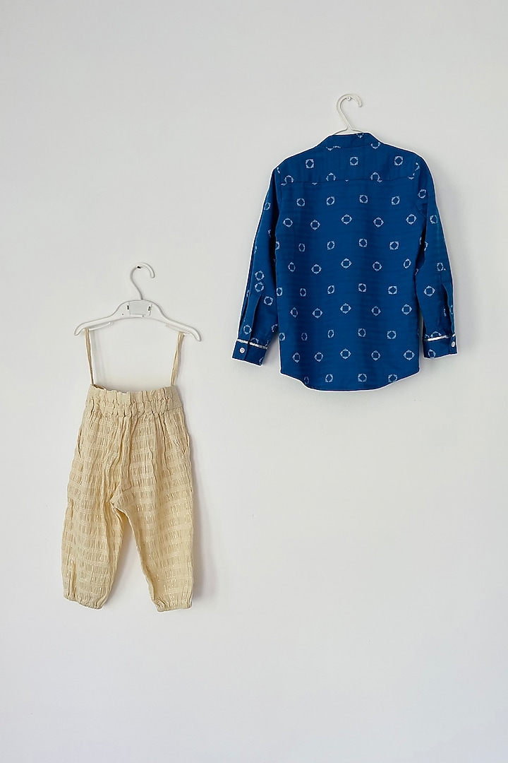 Off-White Cotton Lycra Pant Set For Boys by ORCR KIDS at Pernia's Pop Up Shop