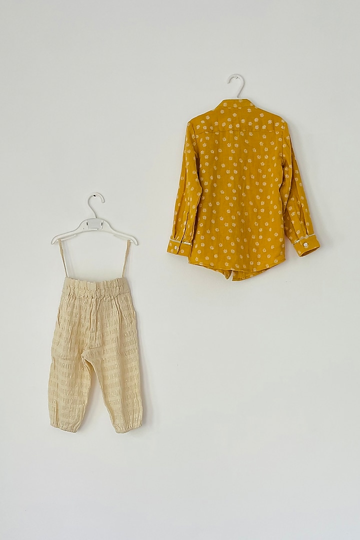 Off-White Cotton Pant Set For Boys by ORCR KIDS at Pernia's Pop Up Shop