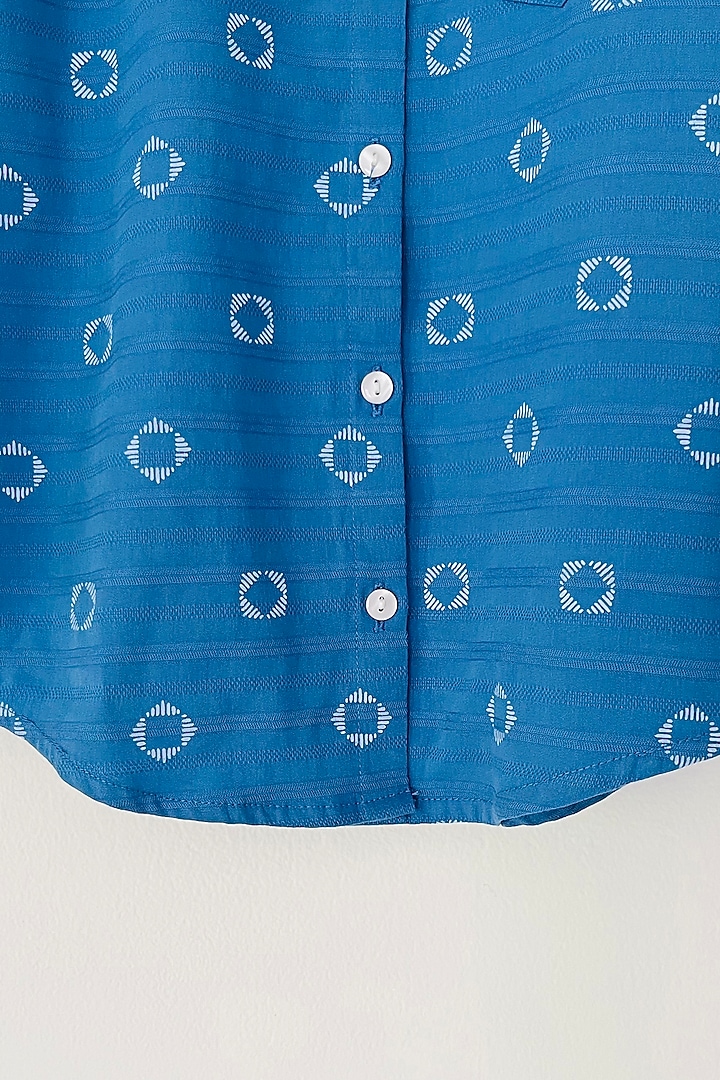Blue Cotton Printed Shirt by ORCR KIDS at Pernia's Pop Up Shop