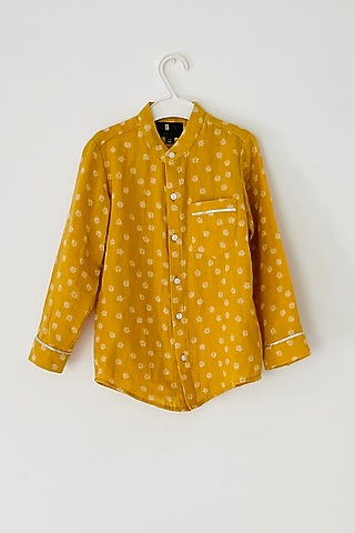 Mustard Cotton Printed Shirt by ORCR KIDS